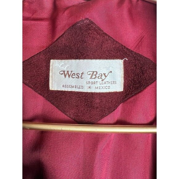 Vintage West Bay Saks Fifth Avenue Leather Bomber Maroon 14 - Picture 3 of 10